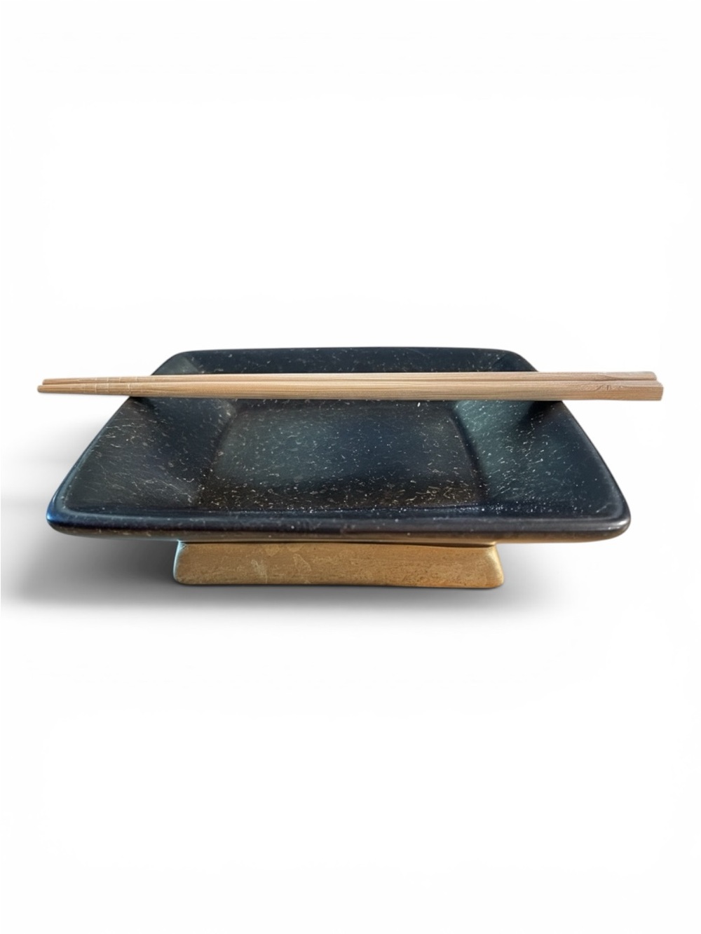 Small vintage tray, ceramic, hand painted, unique bronze color